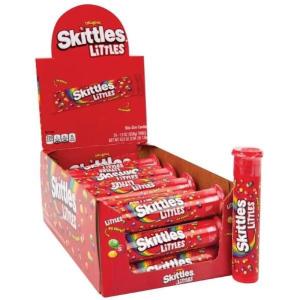 SKITTLES Littles Originals Rainbow St Patricks Day Mega Tubes Tiny Chewy Candy, 45.6 Oz, 24 Ct Bulk Box(Skittles Littles)