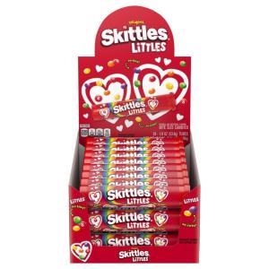 SKITTLES Littles Originals Rainbow St Patricks Day Mega Tubes Tiny Chewy Candy, 45.6 Oz, 24 Ct Bulk Box(Valentine’s Day Skittles Littles)