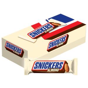 SNICKERS Candy Almond Milk Chocolate Bars Bulk Pack, 1.76 oz Bars (Pack of 24)(Almond)