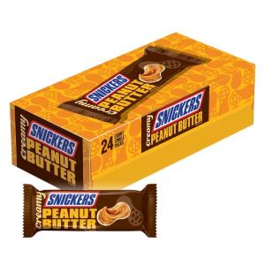 SNICKERS Candy Almond Milk Chocolate Bars Bulk Pack, 1.76 oz Bars (Pack of 24)(Peanut Butter)