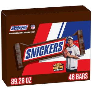 SNICKERS Full Size Bulk Milk Chocolate Candy Bars, 1.86 oz Bar, 48 ct Box(Original)