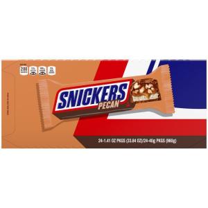 SNICKERS Full Size Bulk Milk Chocolate Candy Bars, 1.86 oz Bar, 48 ct Box(Pecan)