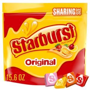 STARBURST Chewy Candy, Sharing Size, Individually Wrapped Fruit Chews Candy, 15.6 oz Resealable Bag(15.6 Ounce (Pack of 1))