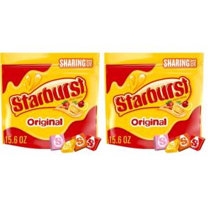 STARBURST Chewy Candy, Sharing Size, Individually Wrapped Fruit Chews Candy, 15.6 oz Resealable Bag(15.6 Ounce (Pack of 2))