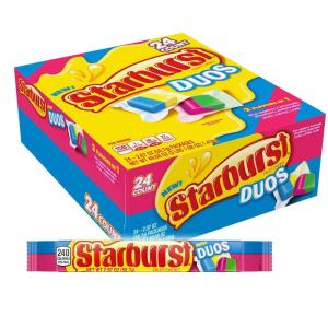 STARBURST FaveREDS Chewy Candy Bulk Pack, 24 Full Size Packs, Red Candy Bulk Box(Duos)