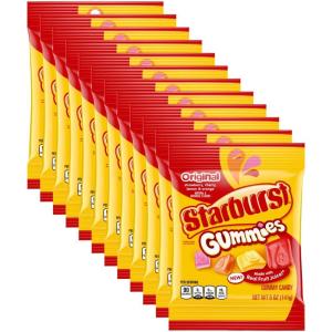 STARBURST Gummies All Pink Gummy Candy, 5 oz Bag, Pink Snacks, Individually Wrapped Candy Bag (Pack of 12)(Original)