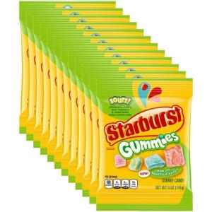 STARBURST Gummies All Pink Gummy Candy, 5 oz Bag, Pink Snacks, Individually Wrapped Candy Bag (Pack of 12)(Sour)