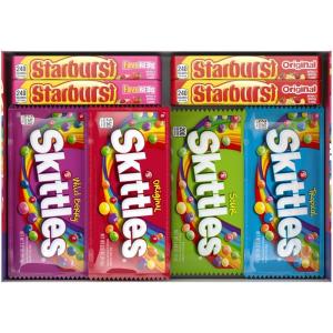 STARBURST Original & FaveRed and SKITTLES Original, Wild Berry, Sour and Tropical Chewy Candy Full Size Travel Essentials Variety Pack, 30 Count Bulk Box(30 Count)