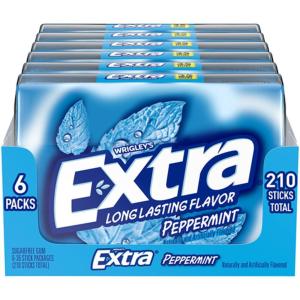 EXTRA Spearmint Sugar Free Chewing Gum Mega Packs – 35 Stick (Pack of 6)(Peppermint)