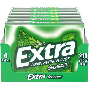EXTRA Spearmint Sugar Free Chewing Gum Mega Packs – 35 Stick (Pack of 6)(Spearmint)