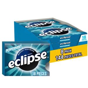 ECLIPSE Winterfrost Sugar Free Chewing Gum Bulk Pack, 18 Piece, (8 Pack)(Peppermint)