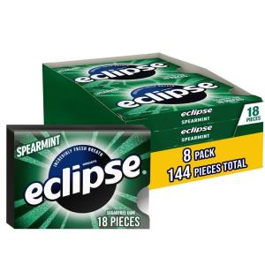 ECLIPSE Winterfrost Sugar Free Chewing Gum Bulk Pack, 18 Piece, (8 Pack)(Spearmint)