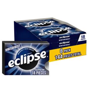 ECLIPSE Winterfrost Sugar Free Chewing Gum Bulk Pack, 18 Piece, (8 Pack)(Winter Frost)