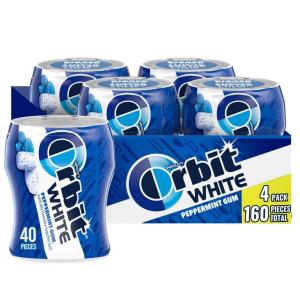 ORBIT Gum White Peppermint Sugar Free Chewing Gum Bulk Pack, 40 Piece Bottle (Pack of 4)(Peppermint)