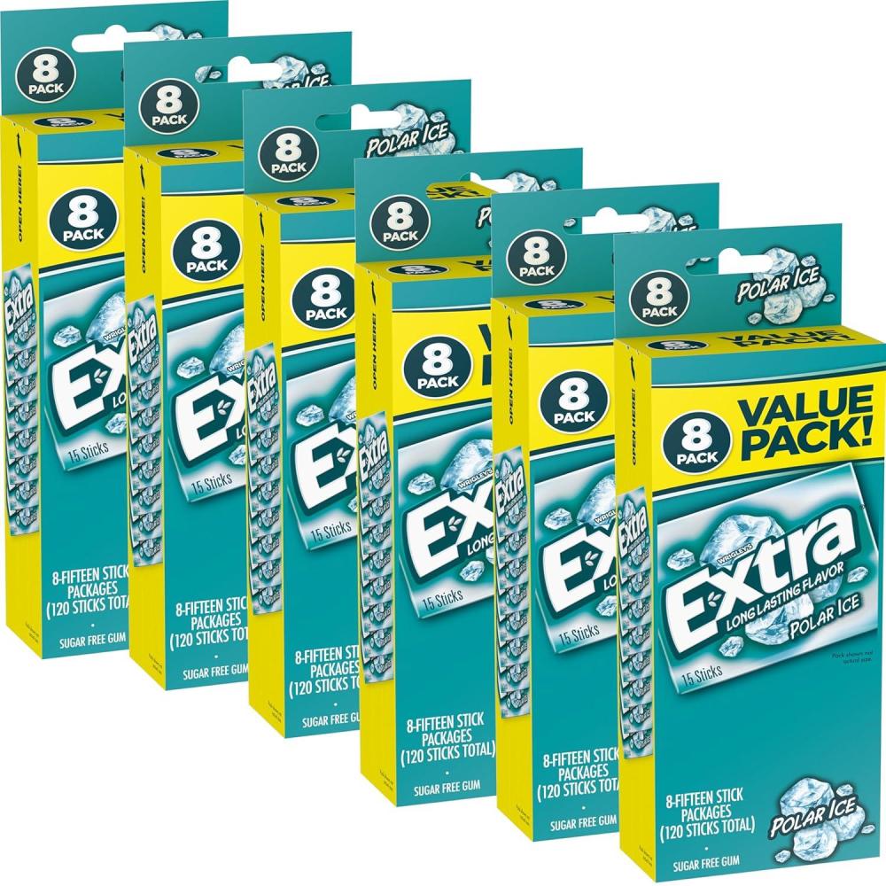 image:imageEXTRA Chewing Gum SugarFree Spearmint Flavor 8 ctBox Pack of 6 48 Count Total Bulk Mint GumPolar Ice