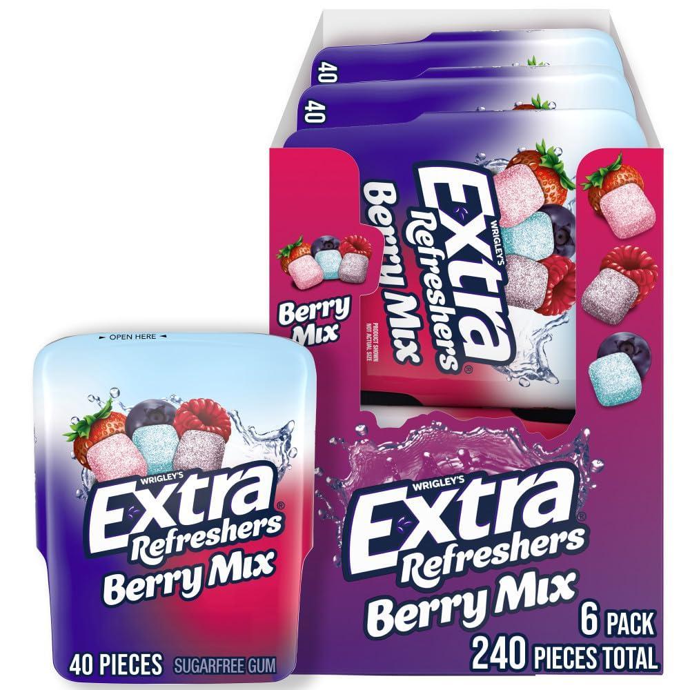 image:imageEXTRA Gum SugarFree Chewing Gum Berry Mix  321Ounce 40Piece Bottle Pack of 6