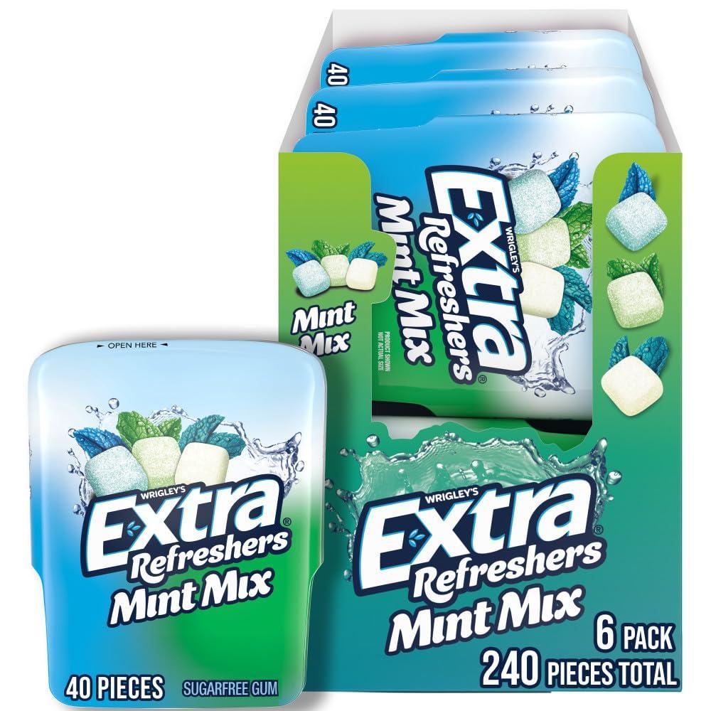 image:imageEXTRA Refreshers Mint Mix Gum 321Ounce 40Piece Bottle Pack of 6Mint Mix