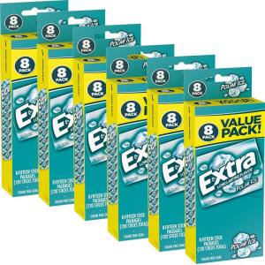 EXTRA Chewing Gum Sugar-Free, Spearmint Flavor, 8 ct/Box, Pack of 6 (48 Count Total) Bulk, Mint Gum(Polar Ice)