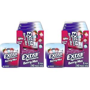 EXTRA Refreshers Mint Mix Gum, 3.21-Ounce 40-Piece Bottle (Pack of 6)(Berry Mix)