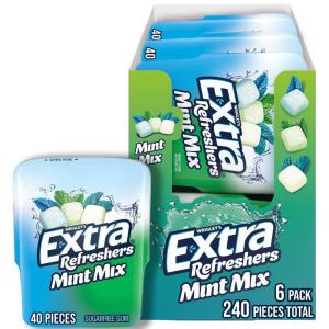 EXTRA Refreshers Mint Mix Gum, 3.21-Ounce 40-Piece Bottle (Pack of 6)(Mint Mix)