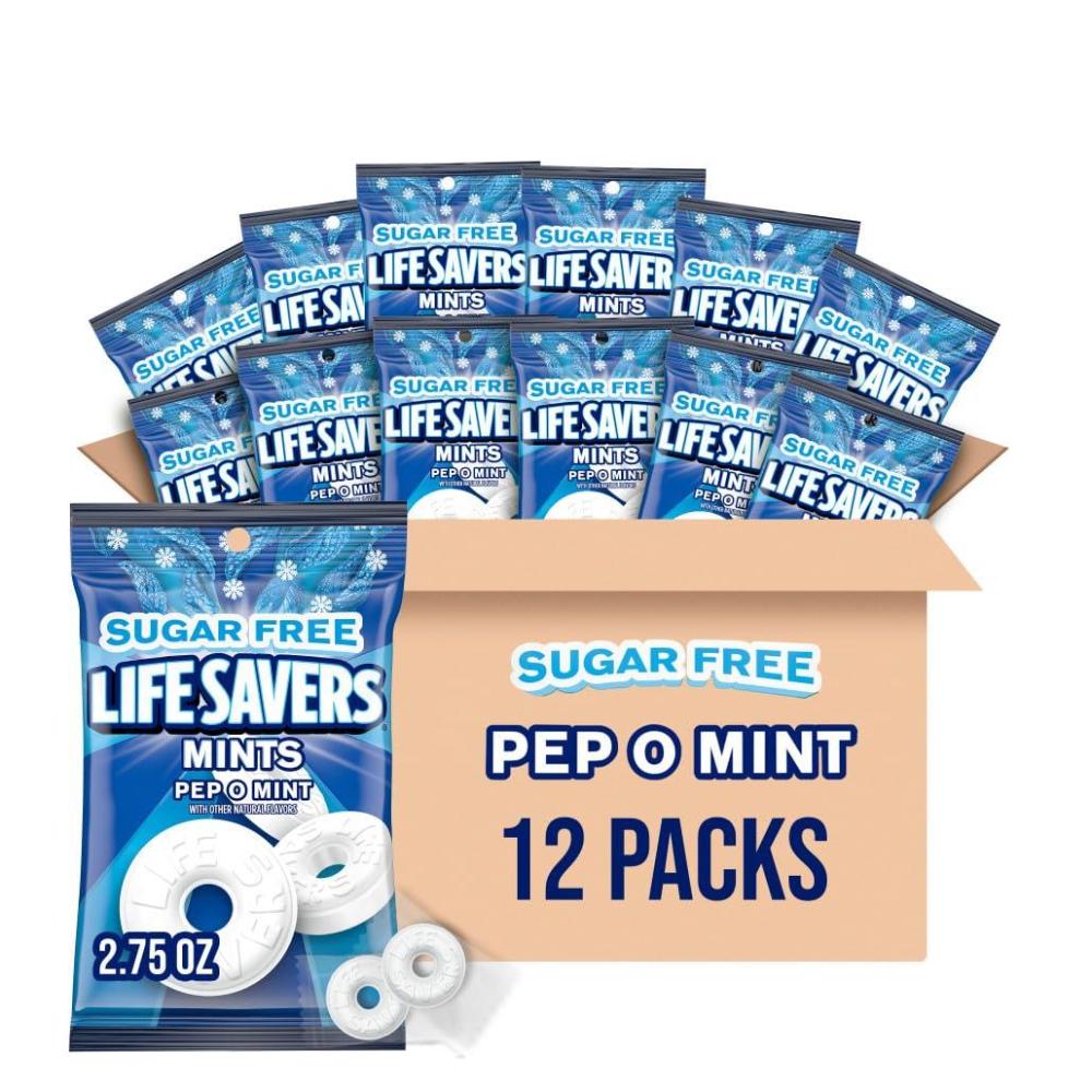 image:imageLIFE SAVERS Breath Mints Sugar Free Candy WintOGreen Mint Hard Candy Bag for Goodie Bags Road Trips School Work 275 oz Pack of 12Pep O Mint