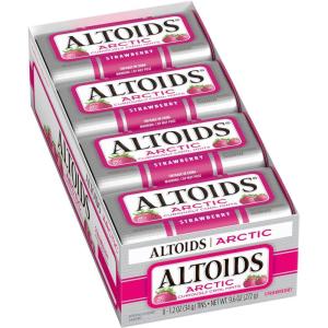 ALTOIDS Arctic Strawberry Breath Mints Hard Candy Bulk, 1.2 oz Tin (Pack of 8)(Strawberry)