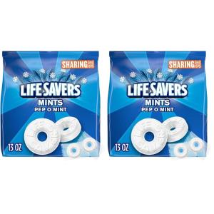 LIFE SAVERS Pep-O-Mint Breath Mints Hard Candy, Sharing Size, 13 oz Bag(13 Ounce (Pack of 2))
